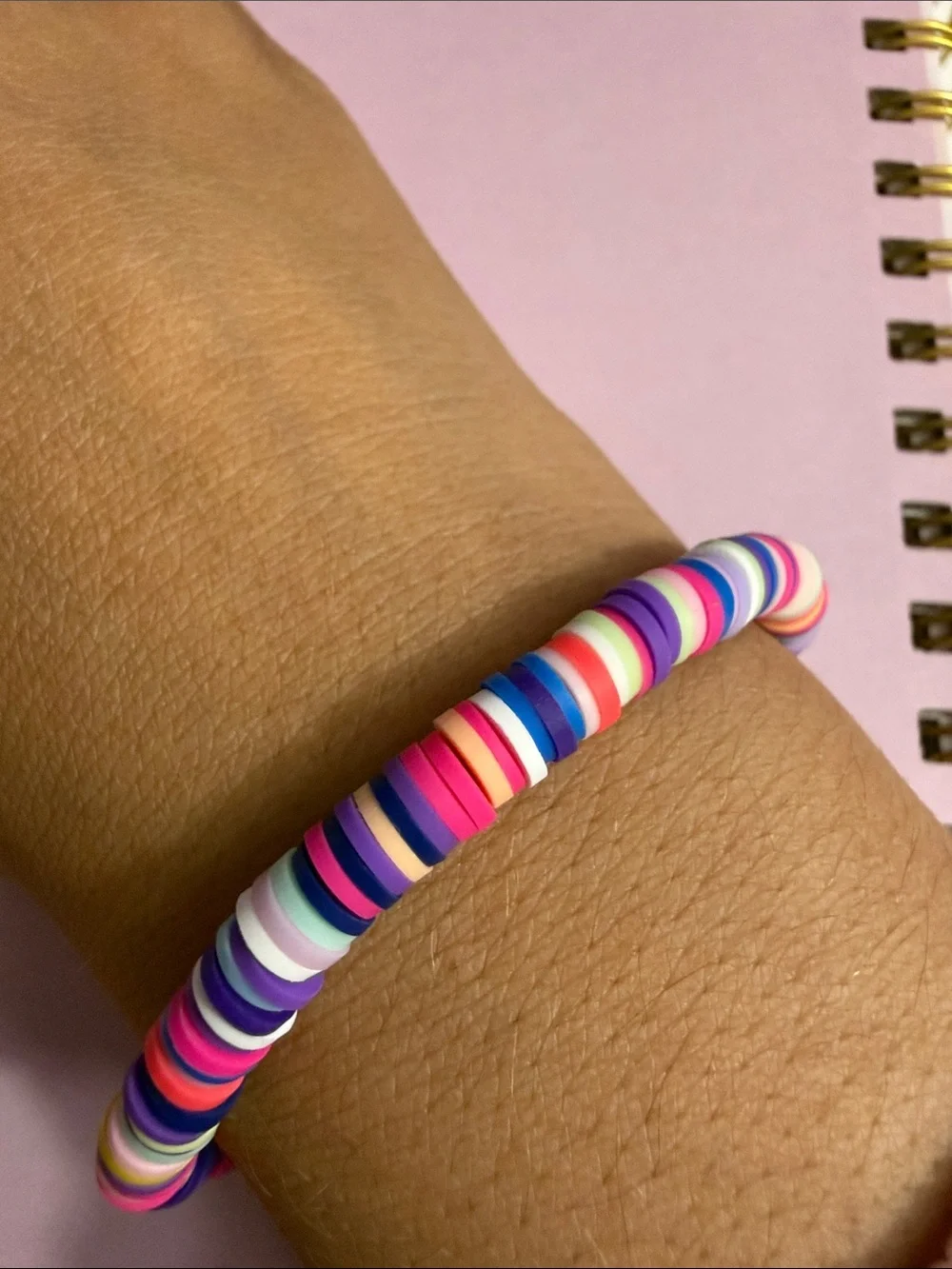 Kids Multicolor Bead Stretch Bracelet - Rainbow Silicone Discs